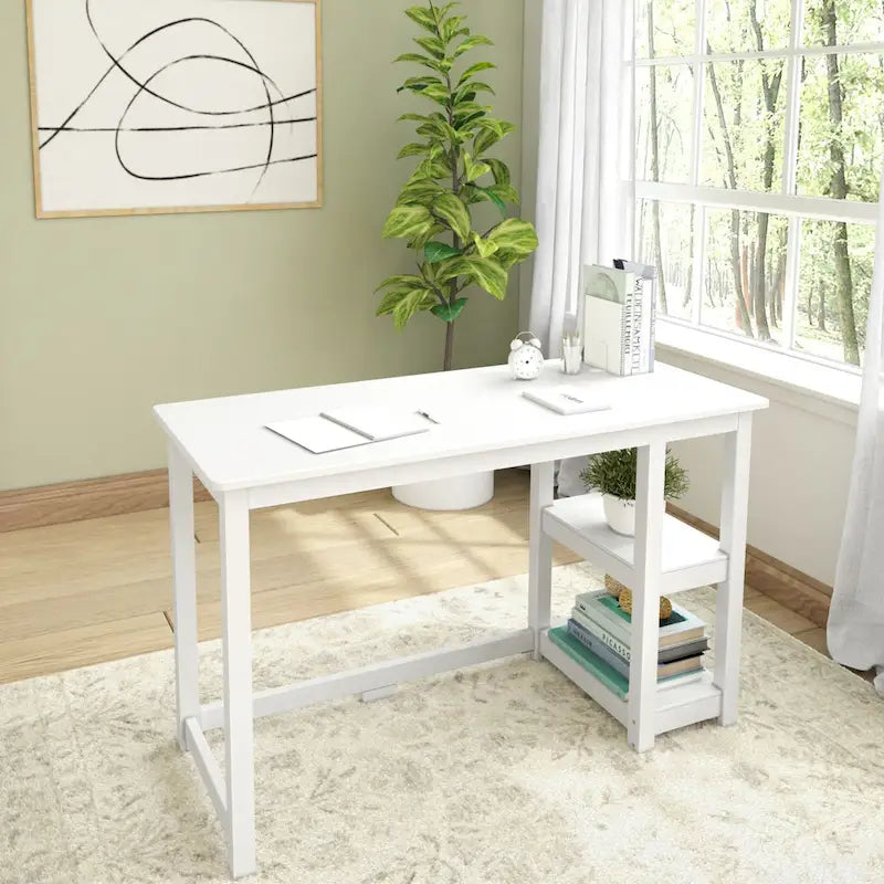 Plank and Beam Desk with Bookshelves