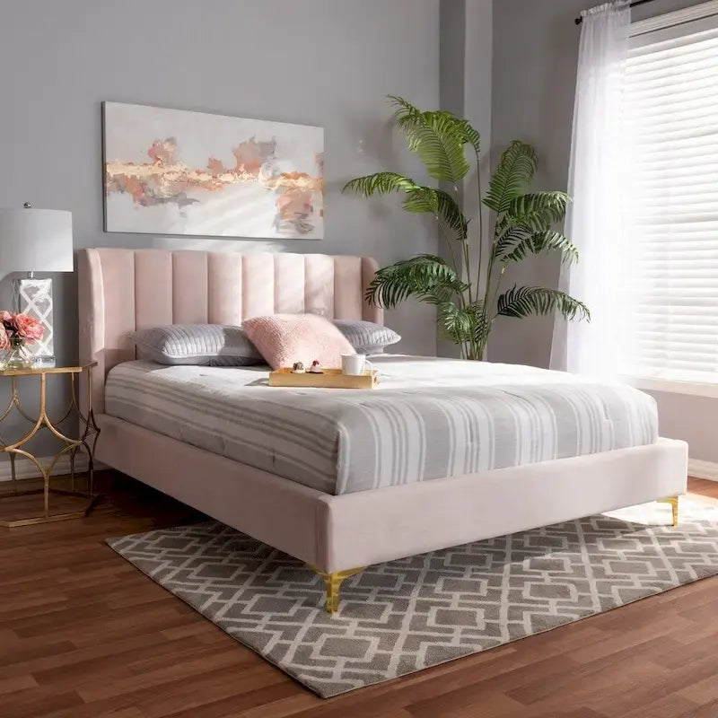 Lit plateforme Silver Orchid Bruce Glam en tissu velours
