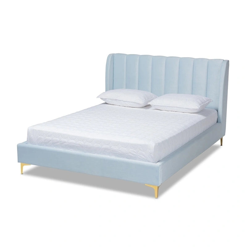 Lit plateforme Silver Orchid Bruce Glam en tissu velours