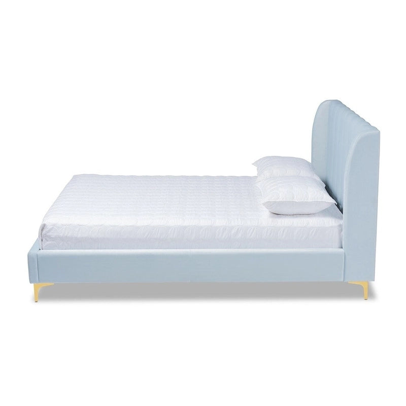 Lit plateforme Silver Orchid Bruce Glam en tissu velours