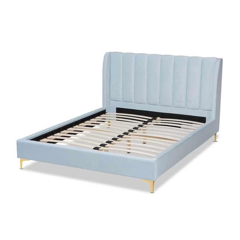 Lit plateforme Silver Orchid Bruce Glam en tissu velours