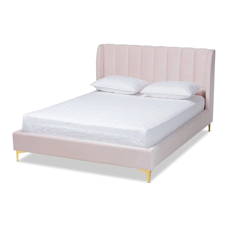Lit plateforme Silver Orchid Bruce Glam en tissu velours