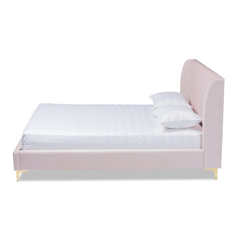 Lit plateforme Silver Orchid Bruce Glam en tissu velours