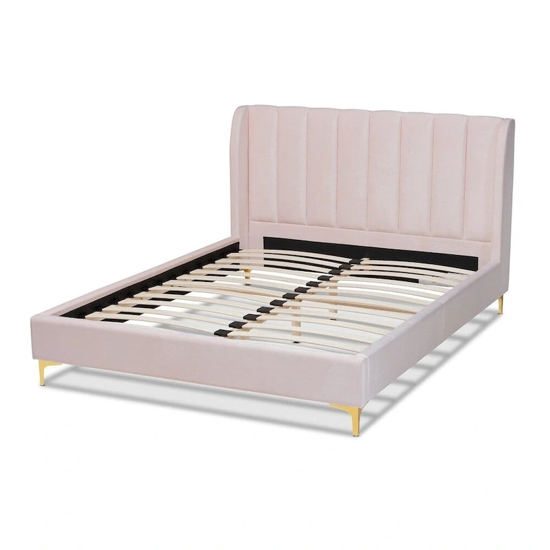 Lit plateforme Silver Orchid Bruce Glam en tissu velours