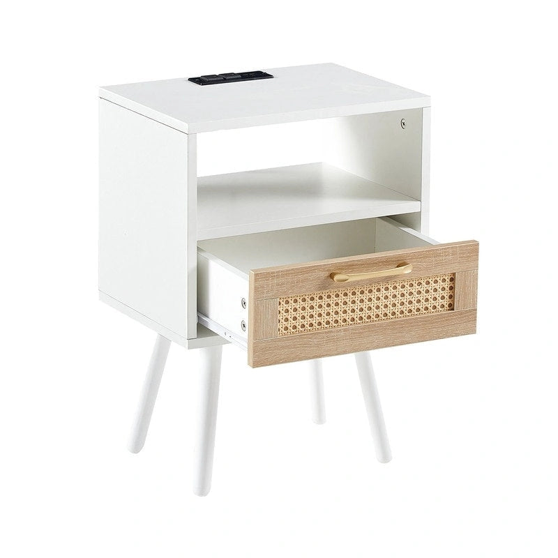 Table de chevet avec station de recharge et tiroir