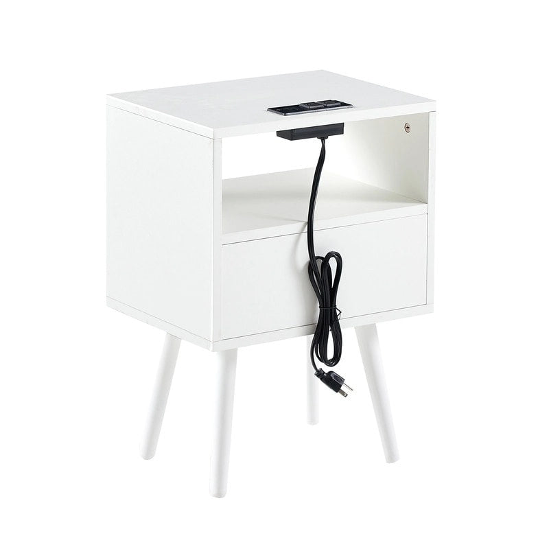 Table de chevet avec station de recharge et tiroir