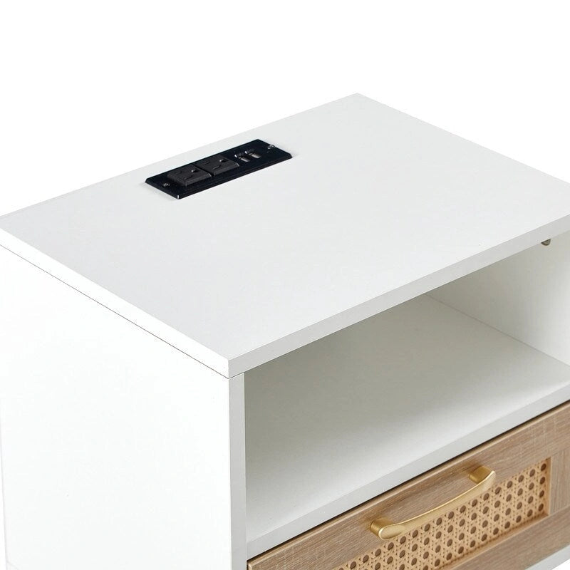 Table de chevet avec station de recharge et tiroir