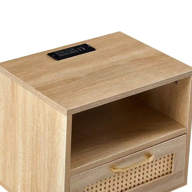 Table de chevet avec station de recharge et tiroir