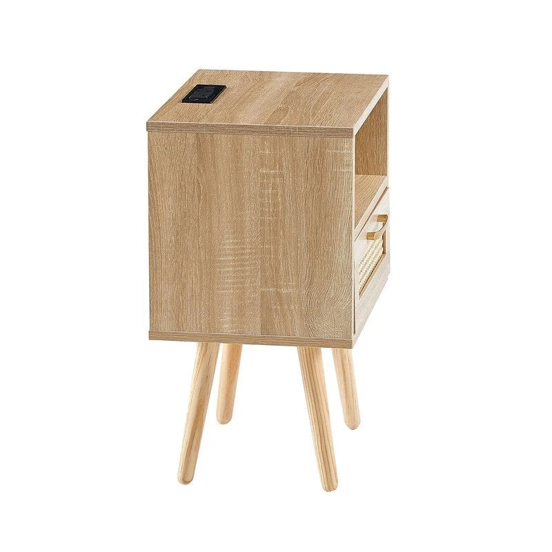 Table de chevet avec station de recharge et tiroir