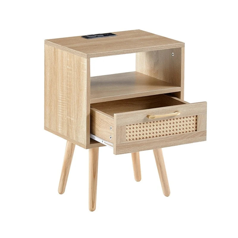 Table de chevet avec station de recharge et tiroir