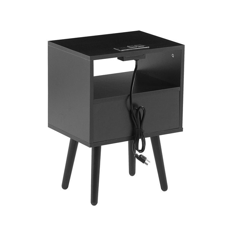 Table de chevet avec station de recharge et tiroir
