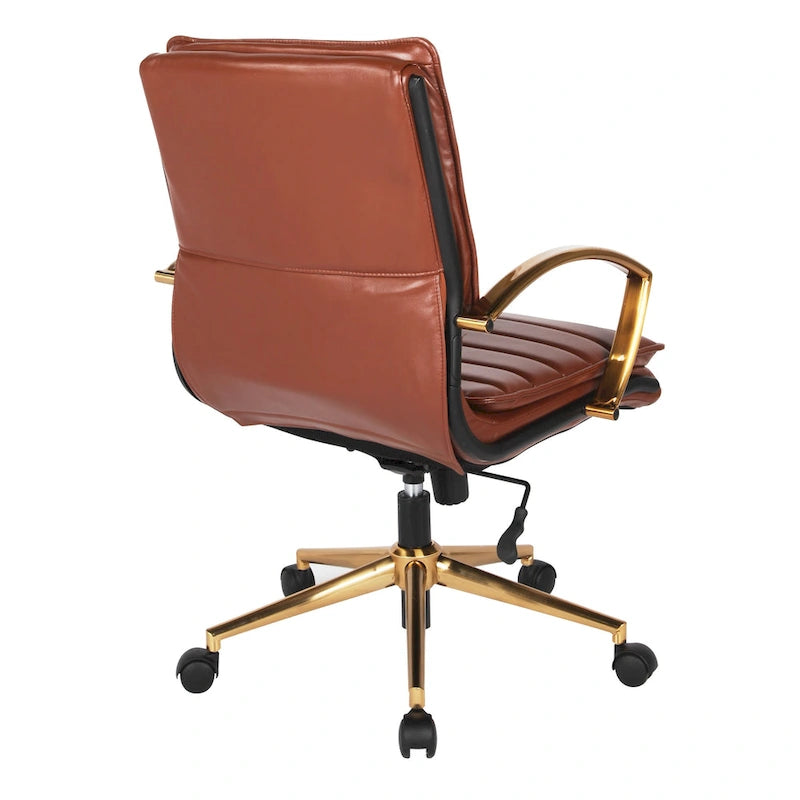 Chaise de bureau mi-hauteur en similicuir avec base dorée OSP Home Furnishings