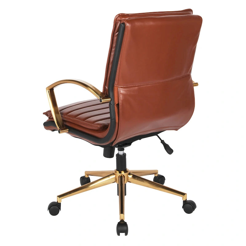 Chaise de bureau mi-hauteur en similicuir avec base dorée OSP Home Furnishings