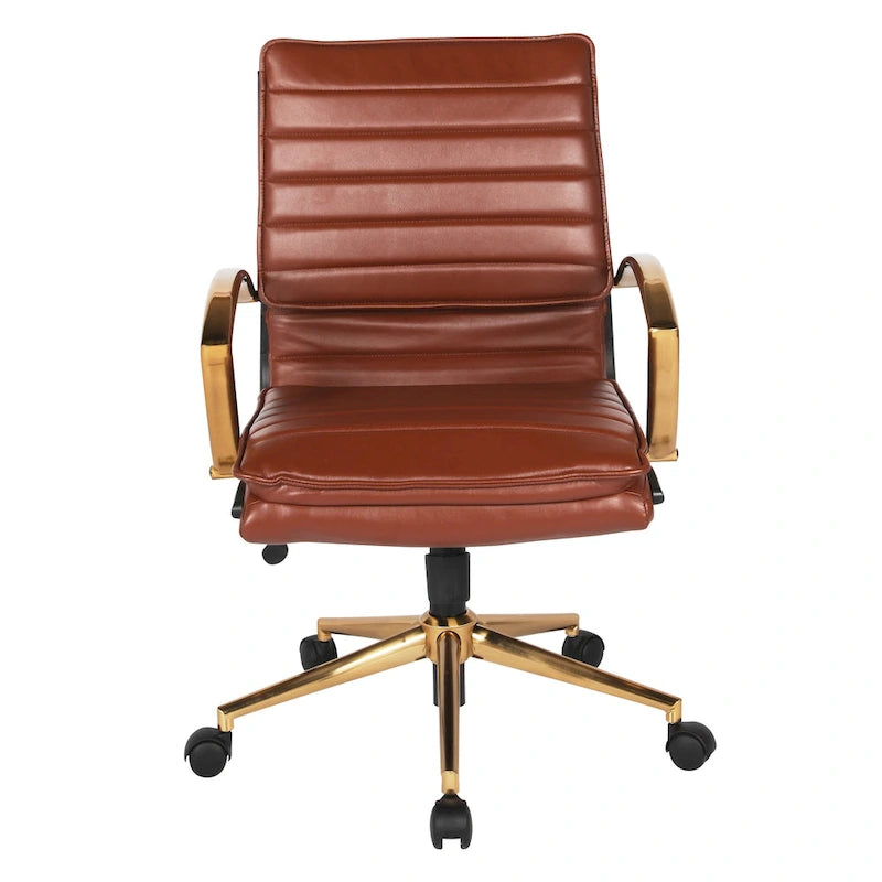 Chaise de bureau mi-hauteur en similicuir avec base dorée OSP Home Furnishings