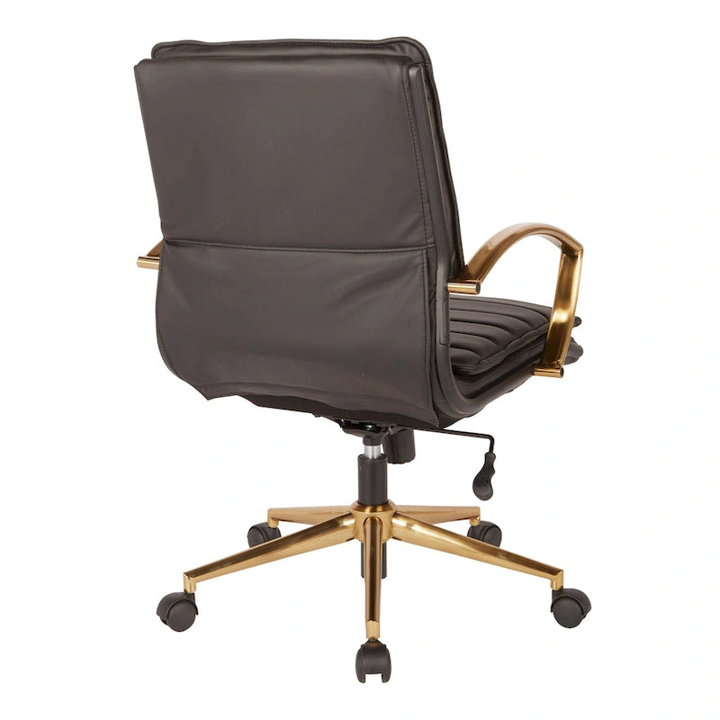 Chaise de bureau mi-hauteur en similicuir avec base dorée OSP Home Furnishings