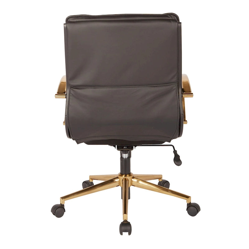 Chaise de bureau mi-hauteur en similicuir avec base dorée OSP Home Furnishings