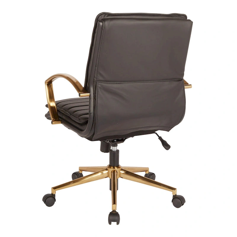 Chaise de bureau mi-hauteur en similicuir avec base dorée OSP Home Furnishings