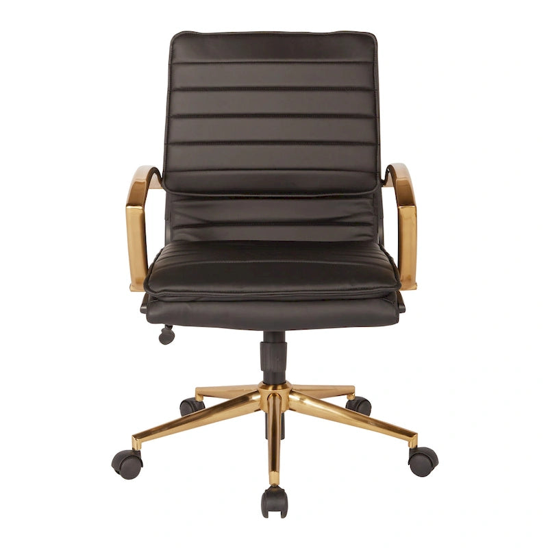 Chaise de bureau mi-hauteur en similicuir avec base dorée OSP Home Furnishings