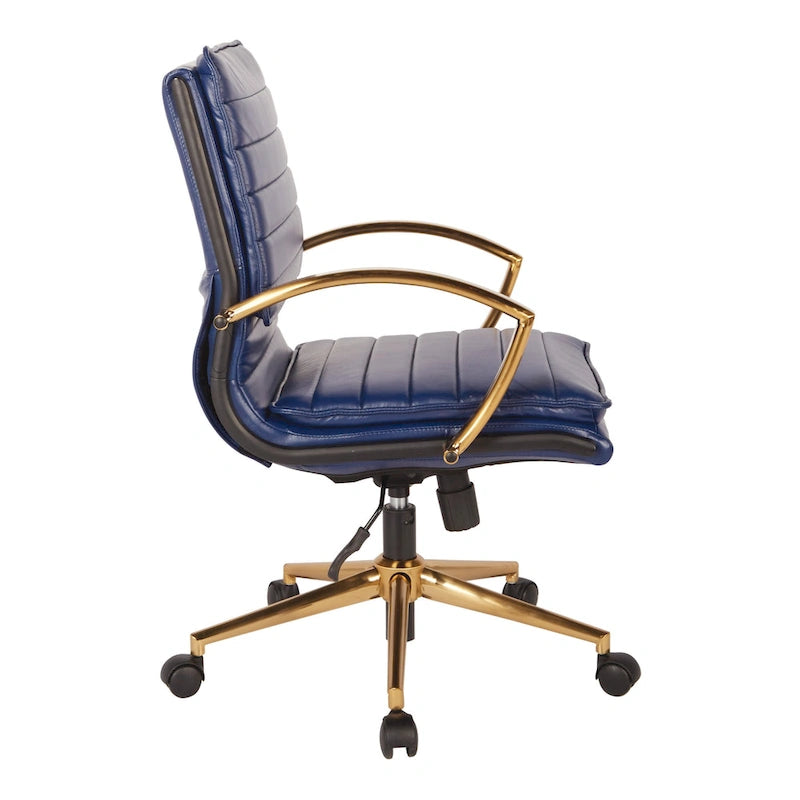 Chaise de bureau mi-hauteur en similicuir avec base dorée OSP Home Furnishings