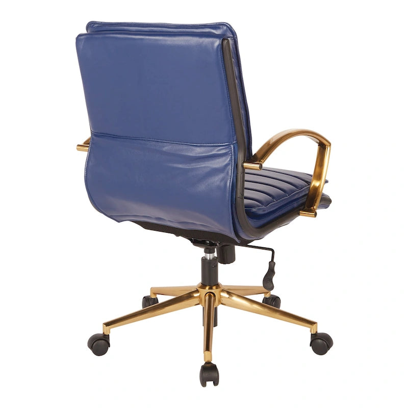 Chaise de bureau mi-hauteur en similicuir avec base dorée OSP Home Furnishings