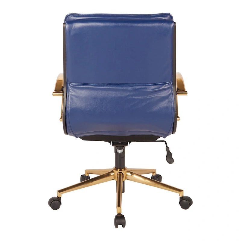 Chaise de bureau mi-hauteur en similicuir avec base dorée OSP Home Furnishings