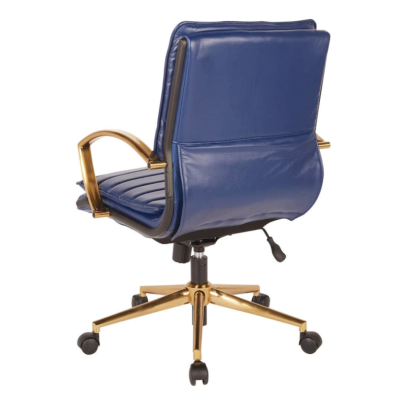 Chaise de bureau mi-hauteur en similicuir avec base dorée OSP Home Furnishings