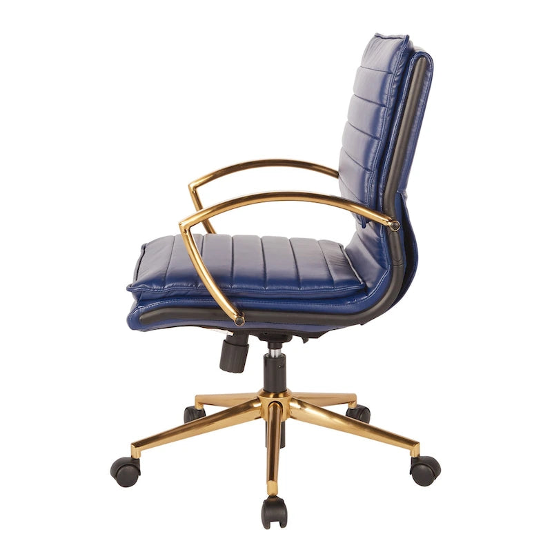 Chaise de bureau mi-hauteur en similicuir avec base dorée OSP Home Furnishings