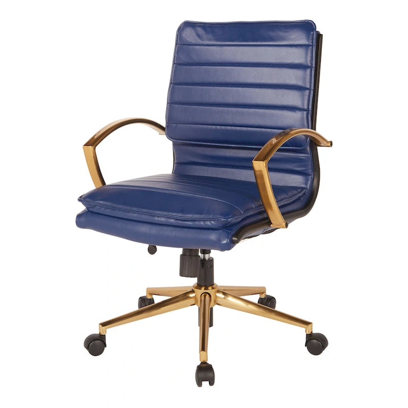 Chaise de bureau mi-hauteur en similicuir avec base dorée OSP Home Furnishings