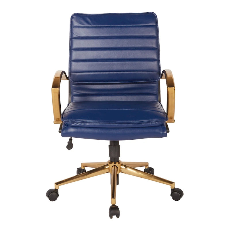 Chaise de bureau mi-hauteur en similicuir avec base dorée OSP Home Furnishings