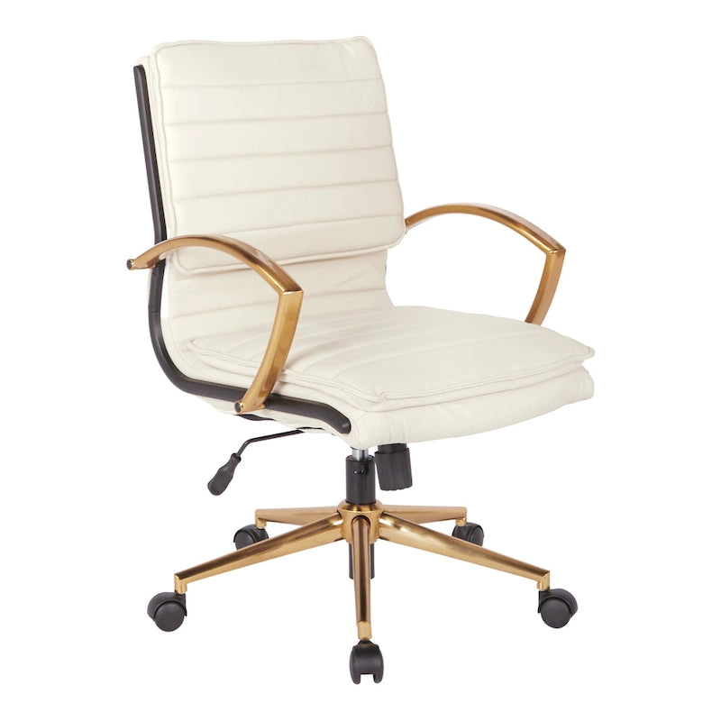 Chaise de bureau mi-hauteur en similicuir avec base dorée OSP Home Furnishings