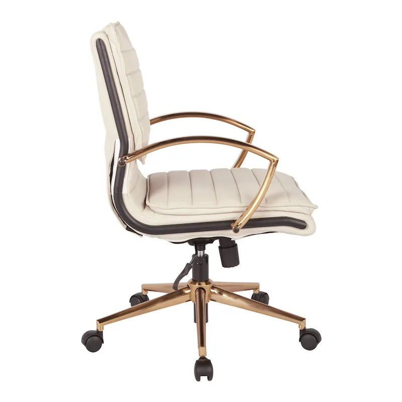 Chaise de bureau mi-hauteur en similicuir avec base dorée OSP Home Furnishings