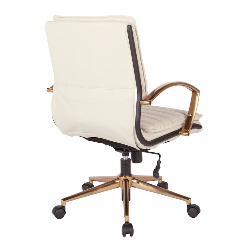 Chaise de bureau mi-hauteur en similicuir avec base dorée OSP Home Furnishings