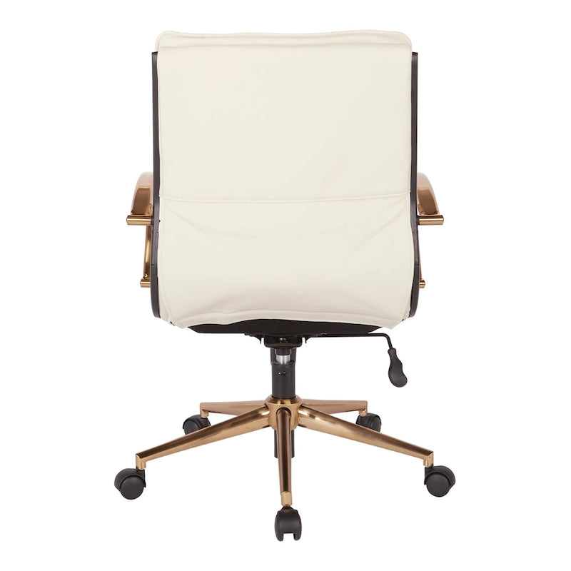 Chaise de bureau mi-hauteur en similicuir avec base dorée OSP Home Furnishings