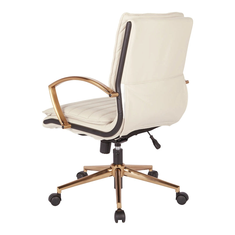 Chaise de bureau mi-hauteur en similicuir avec base dorée OSP Home Furnishings