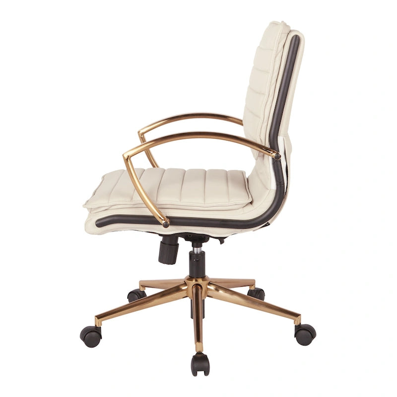 Chaise de bureau mi-hauteur en similicuir avec base dorée OSP Home Furnishings