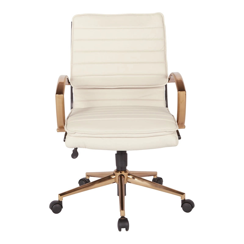 Chaise de bureau mi-hauteur en similicuir avec base dorée OSP Home Furnishings