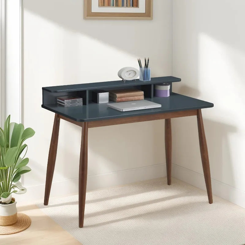 Bureau de rangement en bois gris-bleu Roundhill Furniture Roskilde