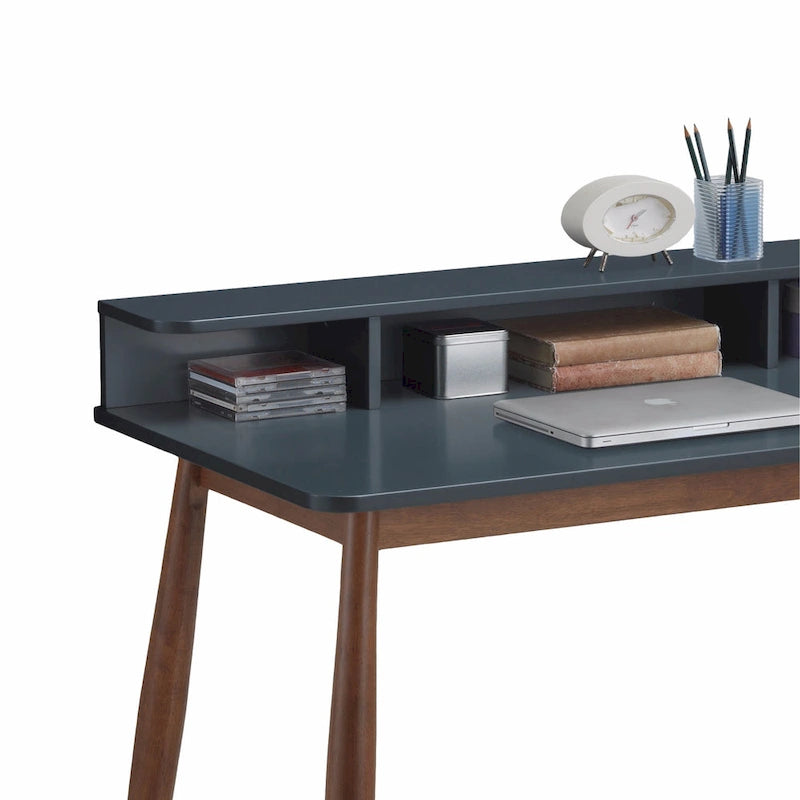 Bureau de rangement en bois gris-bleu Roundhill Furniture Roskilde