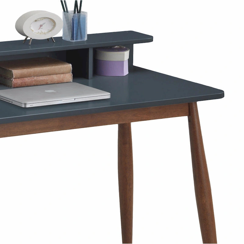 Bureau de rangement en bois gris-bleu Roundhill Furniture Roskilde