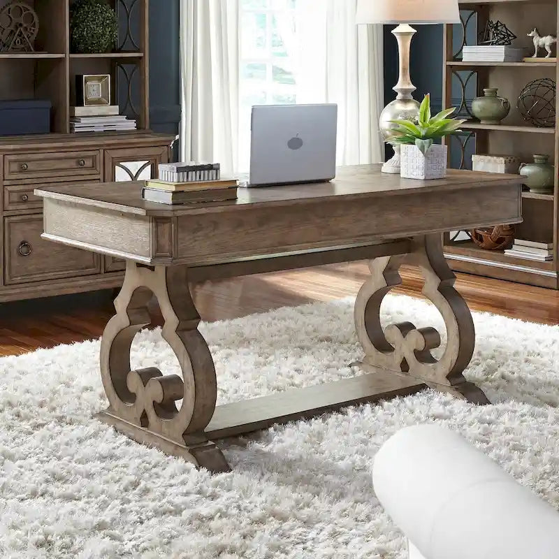 Bureau d'écriture Copper Grove Simply Elegant blanc, marron et taupe chiné