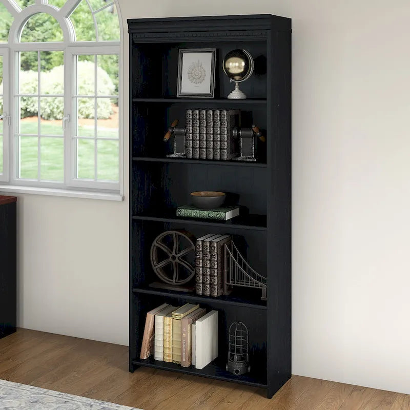 Bibliothèque à 5 étagères Fairview Blanc antique - Antique - 29.57L x 12.09W x 68.94H