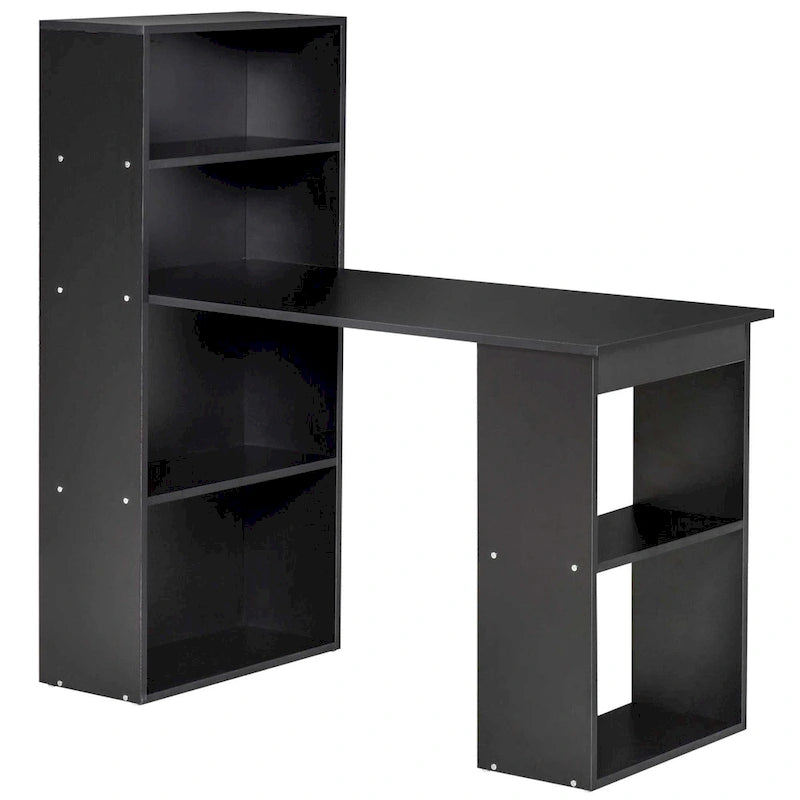 HOMCOM Bureau informatique compact et moderne avec étagères de rangement à 6 niveaux, table d'écriture avec bibliothèque pour le bureau à domicile