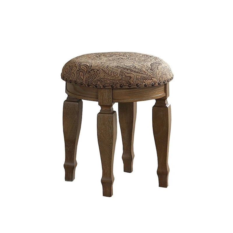 Ensemble de coiffeuse en bois d'hévéa avec tabouret