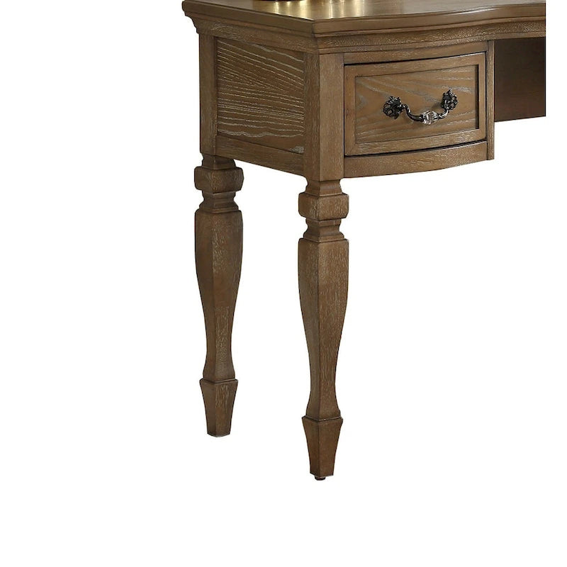 Ensemble de coiffeuse en bois d'hévéa avec tabouret