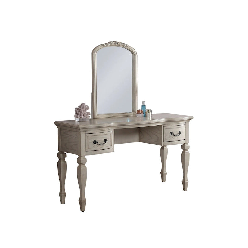Ensemble de coiffeuse en bois d'hévéa avec tabouret