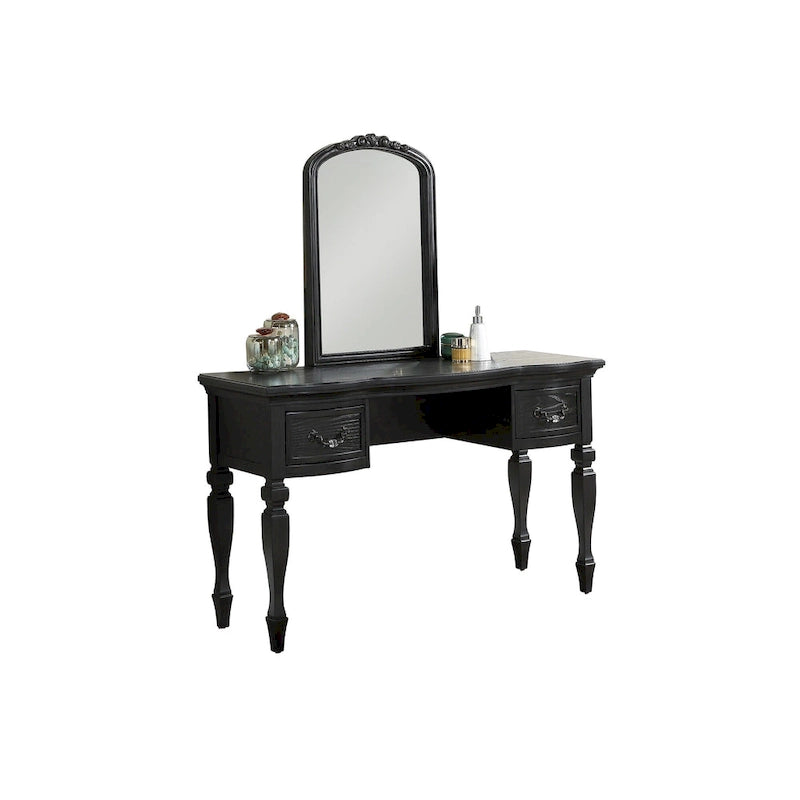 Ensemble de coiffeuse en bois d'hévéa avec tabouret