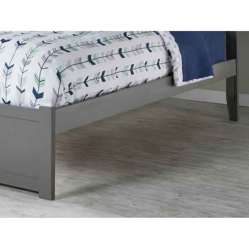Lit plateforme complet Nantucket avec pied de lit et 2 tiroirs de rangement gris
