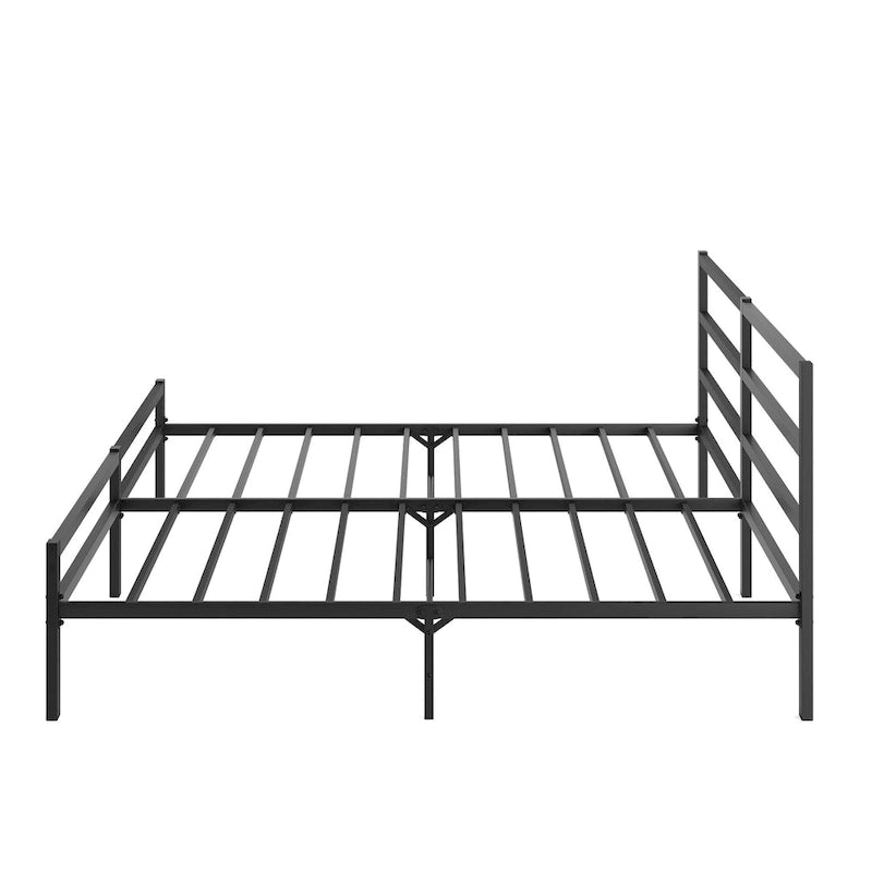 Lit double plate-forme en métal avec tête de lit
