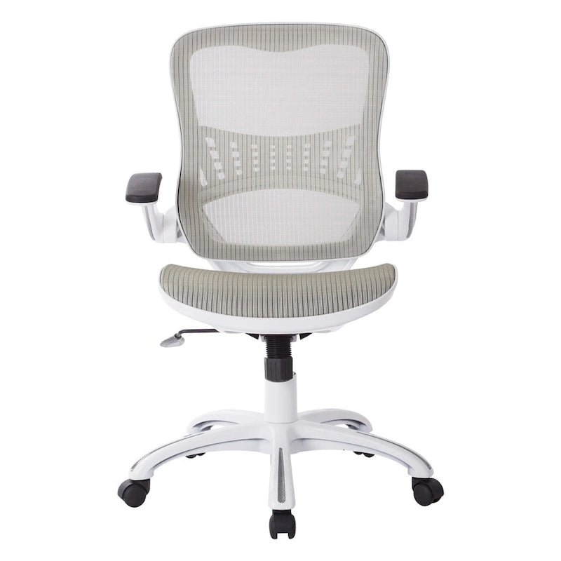 Chaise de bureau Riley avec assise et dossier en maille blanche