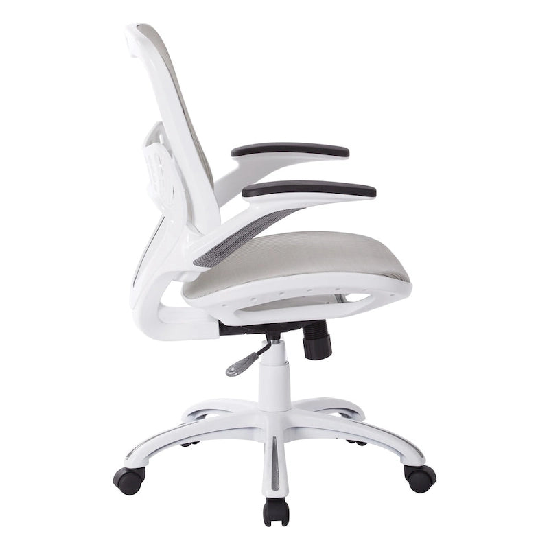 Chaise de bureau Riley avec assise et dossier en maille blanche